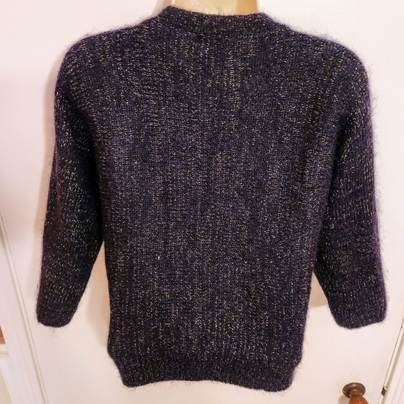 H&M Metallic Cropped Cardigan Navy Gold Medium - Picture 6 of 11